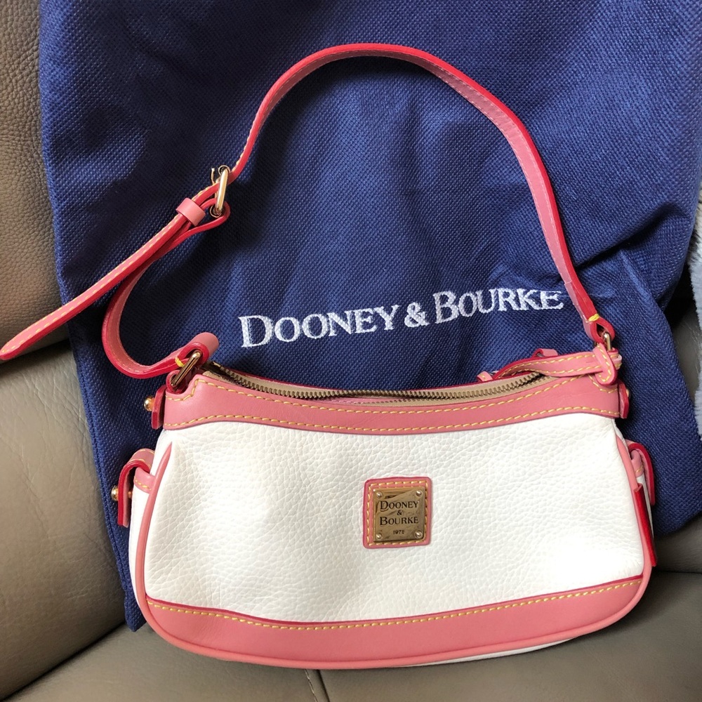 Dooney and bourke mini zip top bag white and pink